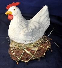 ANTIQUE 1930S LARGE GERMAN VTG EASTER CANDY CONTAINER, CHICKEN ON NEST W CHICKS picture