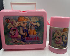 Vintage Woolly Lambs IGA Kmart Lunch Box Thermos KENY Pink RARE Honey Bear picture