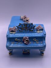 Vintage Porcelain Ceramic Mini Grand Piano Blue Roses picture