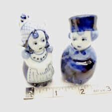Vintage Delfts Blue Holland Dutch Boy & Girl Salt & Pepper Shaker Set picture