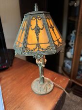 Early 20th Century  Cast Iron  Slag Glass Lamp picture