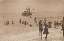 Long Beach Long Island Bathers Jumping New York 1911 Fowler RPPC Postcard picture