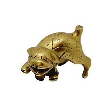 Solid Brass Etched Gold Bulldog Open Mouth Figurine Statue Shelf Sitter Decor picture
