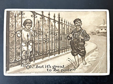 Antique 1909 Postcard Great To Be Poor Unposted Lithograph Divided F&H Levy Rare picture