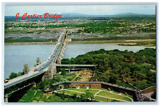 c1950's J Cartier Bridge St. Lawrence Seaway Montréal Quebec Canada Postcard picture
