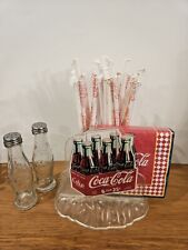 Vintage Coca Cola Napkin & Straw Holder Coke Soda Advertising + Salt & Pepper  picture