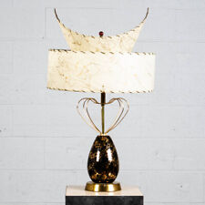 Mid Century Modern Atomic Age Desk Lamp With Original Fiber Glass Two Tier Shade picture