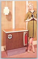 Pepsi Cola Postcard Compact Soft Drink Vendor w/ Woman Model Soda c1960's Scarce picture