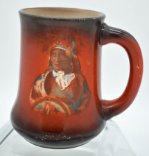 ca 1910 NATIVE AMERICAN INDIAN CHIEF ARTIST REINHART POTTERY BEER MUG STEIN picture