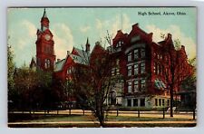 Akron OH-Ohio, High School, Antique Vintage Souvenir Postcard picture