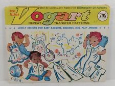 1950 Vogart Repeat Transfer Pattern 708 Lovely Designs For Baby Sacques Bibs Cut picture