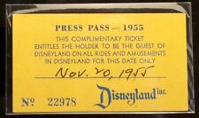 1955 DISNEYLAND PRESS PASS - NO. 22978 - DATED NOV 20, 1955 / EXTREMELY RARE picture