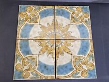 *Unused* Italian Ceramic Decorative Tile Set of 4 10'' Square Tile ~ T372 picture