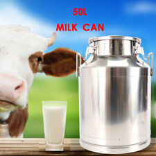 13.25Gallon Stainless Steel Can 50L Milk Bucket Mil Can Tote Jug Barrel Canister picture