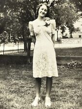 HF Photograph Pretty Woman Beautiful Dress Corsage Dress 1940's picture