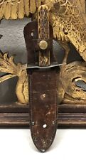 VINTAGE WILBERT STAG HANDLE BOWIE KNIFE w/ Sheath picture