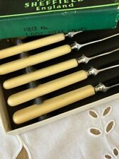 Vintage 6 Steak Knives By Harris Miller & Co Sheffield England With Box New picture