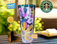 ❤️NEW 2022 Starbucks Purple Flower Floral 24oz Tumbler Cup Venti NWT picture