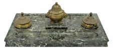 Antique Tray,  Inkstand Desk Tray, French Green Marble Double, 1800s, Gorgeous picture