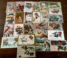 Lot of 25 Vintage~CHRISTMAS & NEW YEAR  POSTCARDS with Birds-In Sleeves~h891 picture
