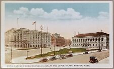 Boston Massachusetts Copley Square Plaza & Public Library WB Postcard picture