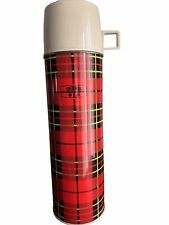 1973 Large Red Plaid Tartan Thermos Brand Large 13” picture