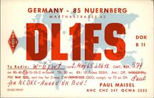 QSL radio card DL1ES 1965 Nuremberg Bavaria Germany Paul Maisel World Map DARC picture
