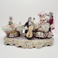 Large Dresden Muller Volkstedt Porcelain Lace Figurine Musical Family - Rare Pc picture