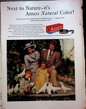 1953 Ansco Color Print Film Magazine Print Ad Family Park white Pigeons picture