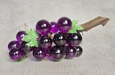 Large Lucite Grapes Cluster Royal Purple Wooden Stem Vintage 1960s  picture