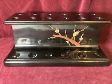 12 Tobacco Pipe Rack Asian Lacquer Hand Painted Pipe Stand Outstanding Cond. picture