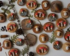 Wood Handmade Crafts Classic Cute Mushroom Fridge Magnets Fungi picture