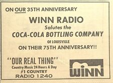 WINN Radio AM 1240 Louisville KY Country Music Coca-Cola Vintage Print Ad 1976 picture