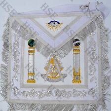 Beautiful Masonic Past Master Apron White Fully Hand Embroidered 2024 picture