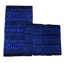 Vintage Cannon Royal Family Bath Hand Towels Cotton USA Tribal Print Black Blue picture