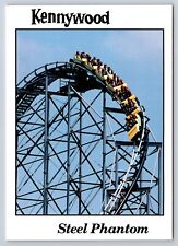 Postcard PA Kennywood Amusement Park Steel Phantom Loop Roller Coaster 2AU13 picture