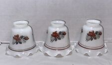 3 PC Set Vintage Milk Glass Red Roses Ceiling Fan Light Shades Ruffle 2