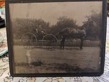 Later 1800's outdoor photograph man in carriage being pulled by a black horse picture