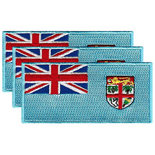 Fiji International Country Flag Iron On Patch Embroidered Sew On Badge x3 picture