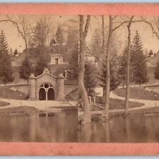 c1870s Brooklyn New York Greenwood Cemetery Gravestone Real Photo Stereoview V40 picture