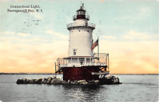 c.1910 Connecticut Light House Narragansett Bay RI post card picture