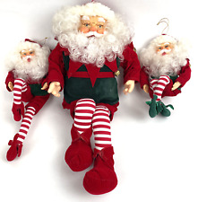 Vintage Santa Elf Shelf Sitter Large Poseable Rubber Face Plush Christmas Lot 3 picture