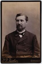 CIRCA 1880s CABINET CARD J.F. RYDER HANDSOME BEARDED MAN IN SUIT CLEVELAND OHIO picture