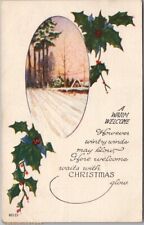 Vintage CHRISTMAS Postcard Winter House Scene 