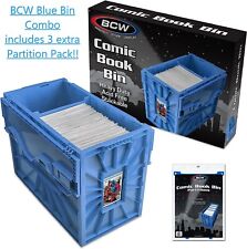 1 BCW Blue Short Comic Book Bin Heavy Duty Acid Free Plastic Box + 3 Partitions picture