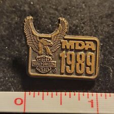 Harley Davidson Motorcycles MDA 1989 gold tone lapel pin hat picture