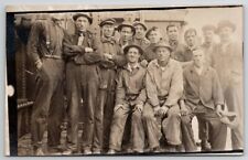 RPPC Group Of Railroad Workers On Break For Photo Golden Age Faces Postcard N28 picture