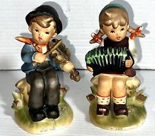 VTG Erich Stauffer Japan Music Time Boy Violin Girl Accordion Kids Figurine Set picture