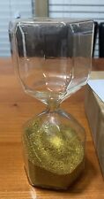 Octagon Clear Glass Hourglass Timer W/Gold Color Micro Beads 60 Second Timer picture