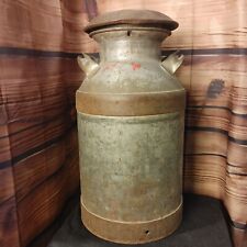 Vintage Rustic Milk Can 10 Gallon? Silver/Rust Handled 